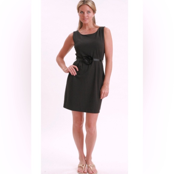 New! Lilly Pulitzer Juliana Sheath Black Pleated Rose Jeweled Belt Size Small - Picture 1 of 9